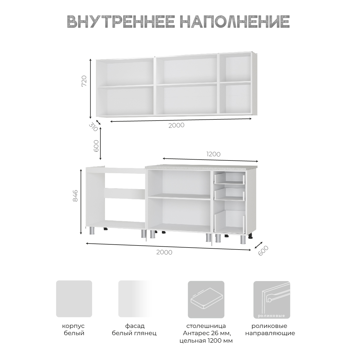 Кухня "Дина" (БТС) (Белый глянец)