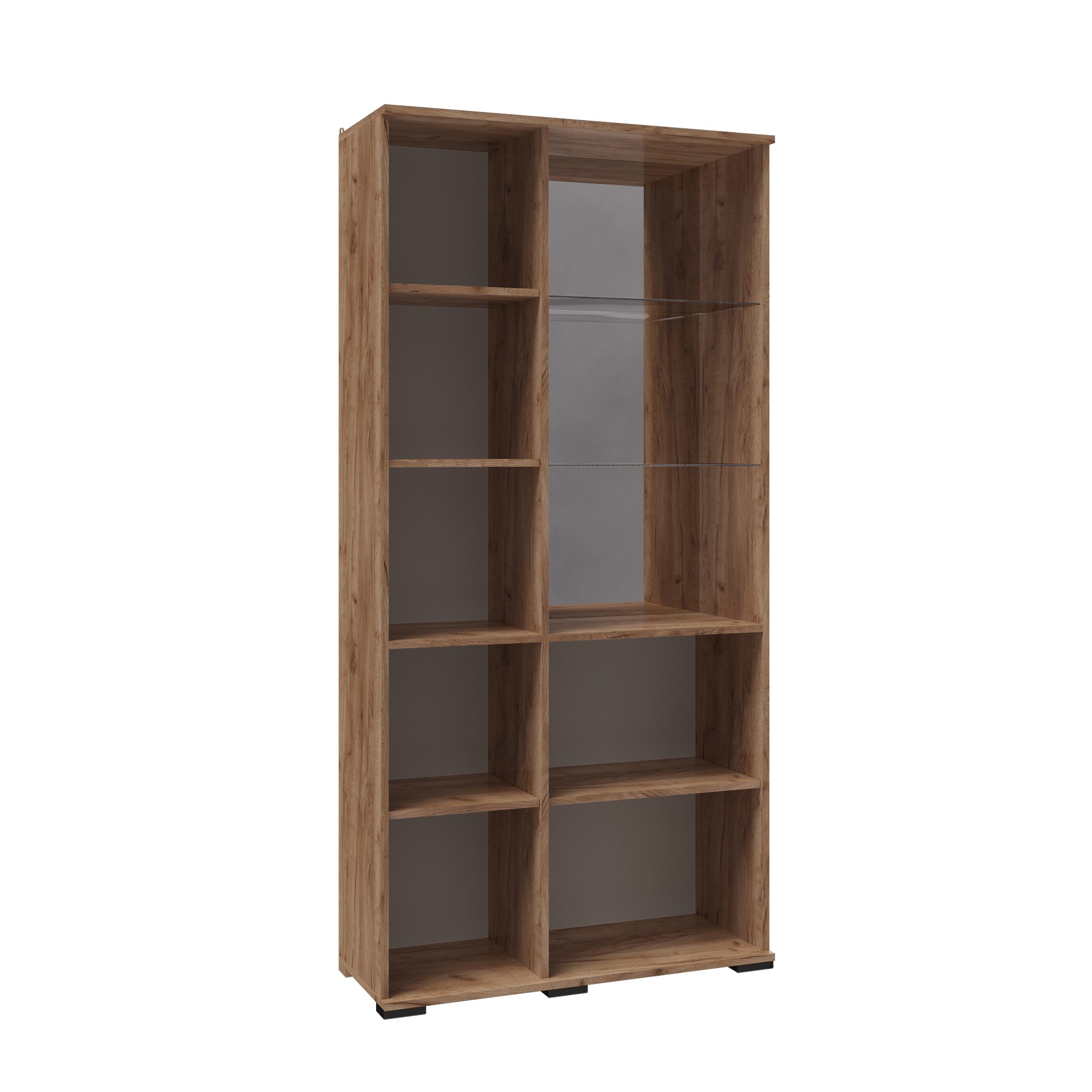 Гостиная София Шкаф с полками и витриной СШ-2 дуб крафт табачный